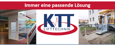 KTT Lifttechnik in Lage mit zwei Bildern und Logo - Immer eine passende Lösung