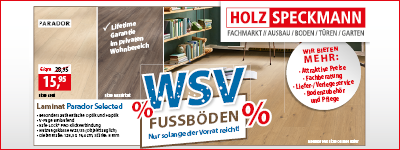 Logo von Holz Speckmann aus Halle/Westfalen und Katalogausschnitt zum Thema WSV Fußböden