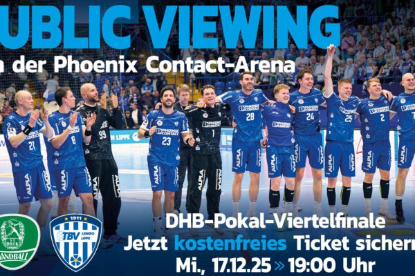 Alle TBV-Fans sind herzlich eingeladen, die Begegnung um den Einzug in das Lidl Final4 beim Public Viewing auf einer großen Leinwand im Kongresszentrum der Phoenix Contact-Arena zu verfolgen. In stimmungsvoller Atmosphäre kann dort gemeinsam mitgefiebert, gejubelt und der Mannschaft aus der Ferne die Daumen gedrückt werden
